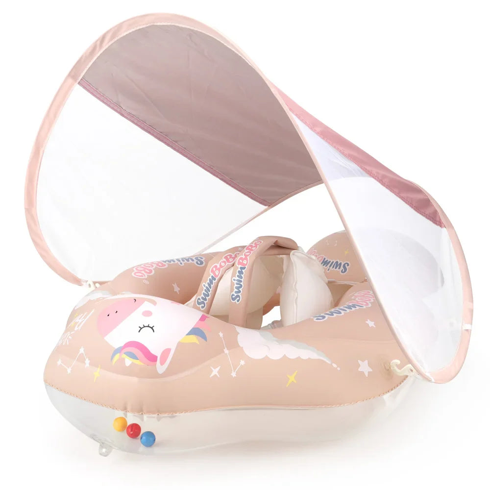 Sun Protection and Fun Inflatable Baby Swim Ring with Canopy