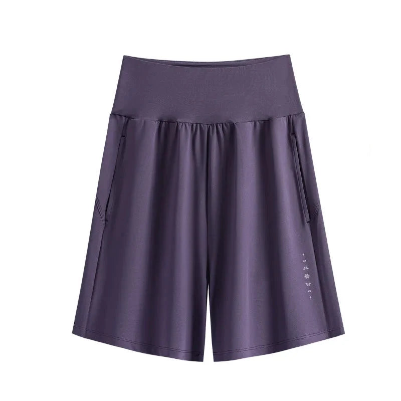 Women's High-Waist Quick-Dry Running Shorts with Pockets