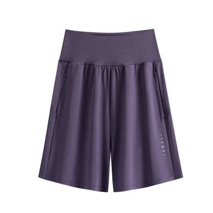 Women's High-Waist Quick-Dry Running Shorts with Pockets