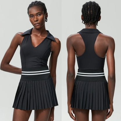 Women's Summer Two Piece Set  High Waisted Mini Skirt & Backless Sports Bra