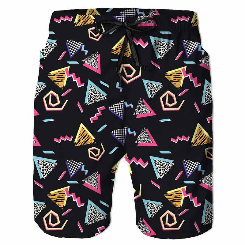Colorful Graffiti Beach Shorts with 3D Print