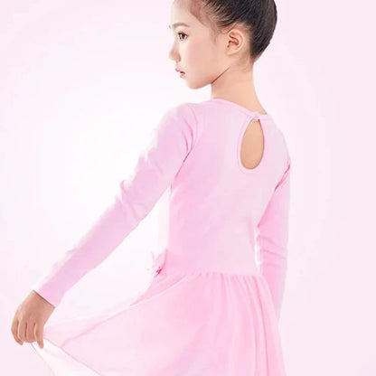 Ballet Leotard for Girls, Cotton Dancewear with Chiffon Skirt