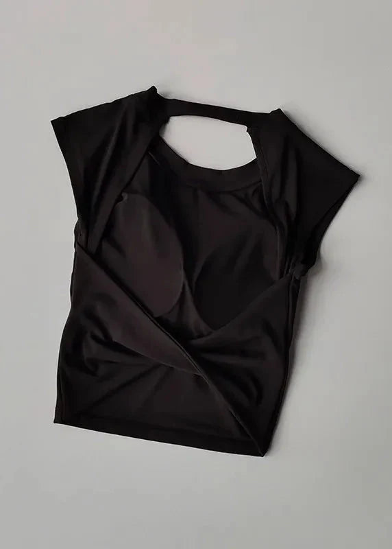 Slim Backless Yoga T-Shirt Vest with Built-In Pads