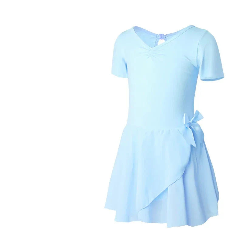 Ballet Leotard for Girls, Cotton Dancewear with Chiffon Skirt