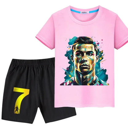 Ronaldo Kids' Summer T-Shirt Pure Cotton 2-Piece Outfit