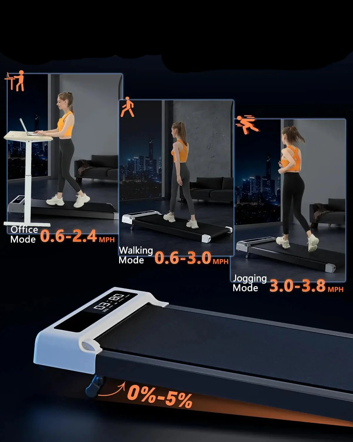 Walk Jog or Run Anywhere: 2-in-1 Folding Treadmill
