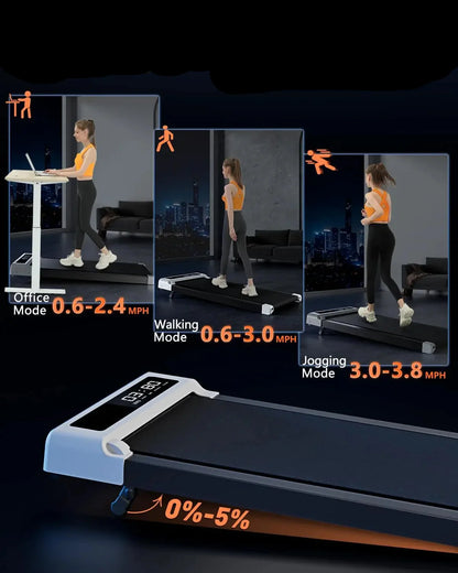 Walk Jog or Run Anywhere: 2-in-1 Folding Treadmill