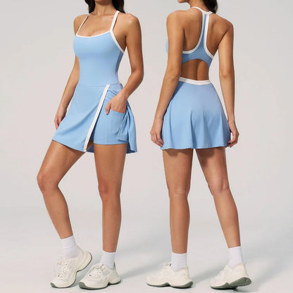 Women's 2-in-1 Tennis Romper & Workout Bodysuit