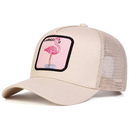 Flamingo Patch Mesh Snapback Casual Hip-Hop Summer Cap