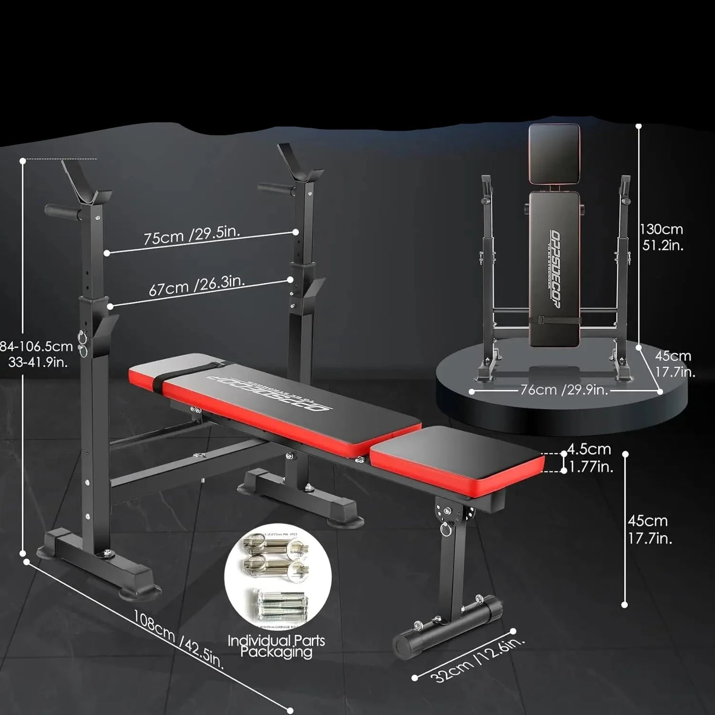 600lb Capacity 6-in-1 Weight Bench with Squat Rack