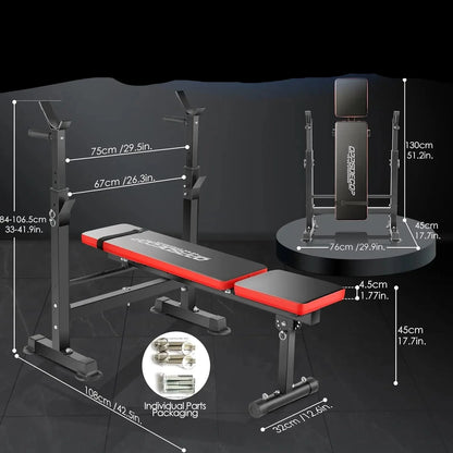 600lb Capacity 6-in-1 Weight Bench with Squat Rack