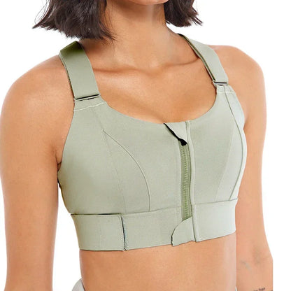 Plus Size  Zippered Sports Bras for High Impact Workouts