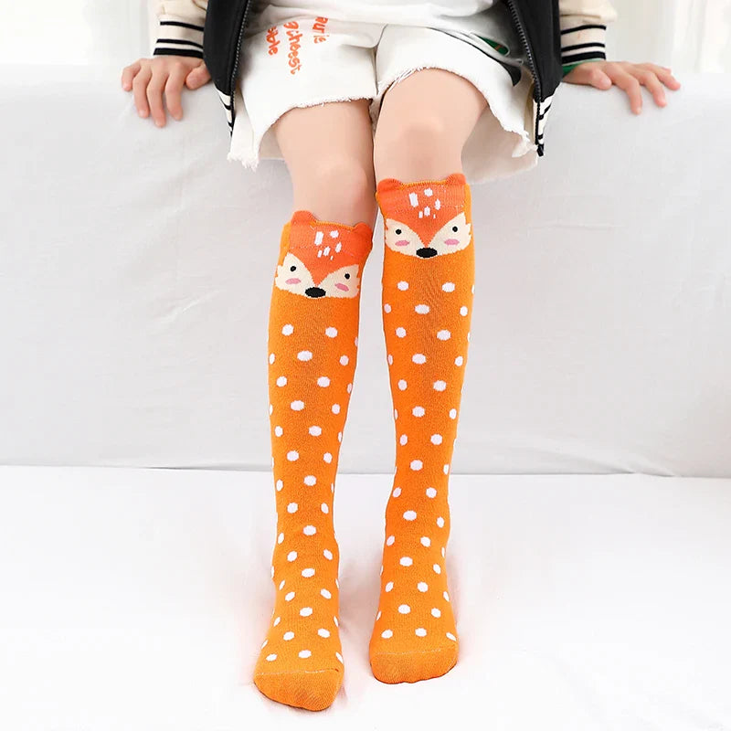 Colorful Embroidered Knee High Socks for Girls