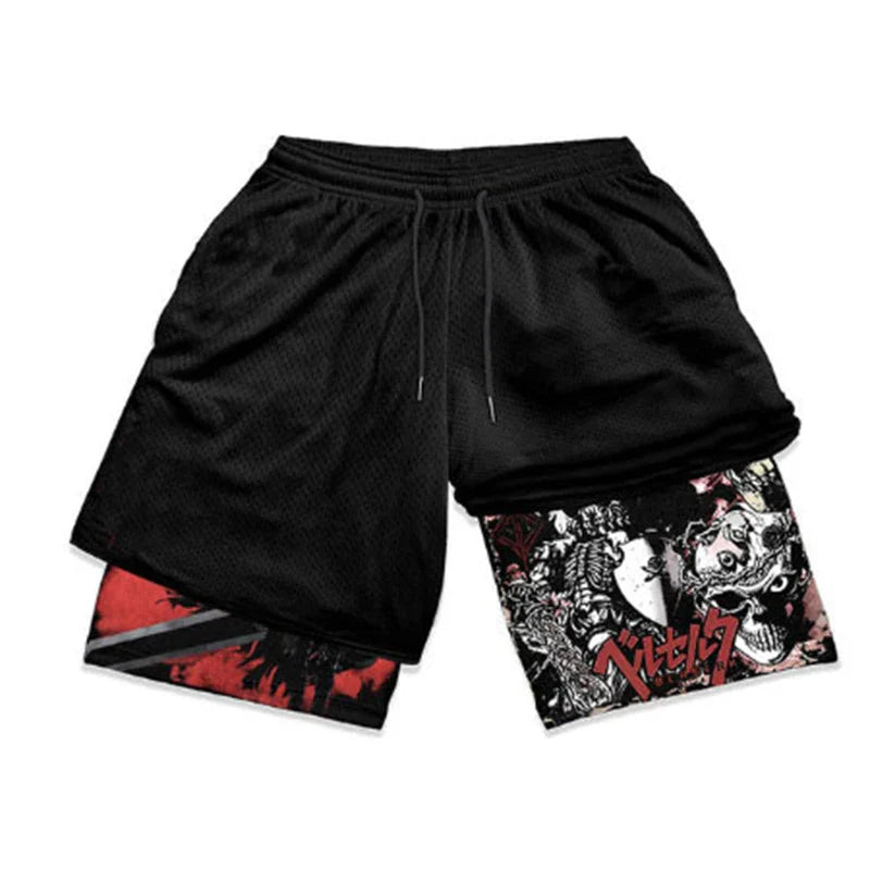Anime Inspired 2-in-1 Running Shorts for Men
