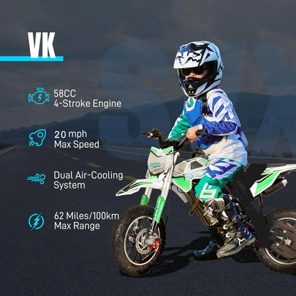 58cc Kids Dirt Bike - 4-Stroke Gas Powered Mini Pit Bike