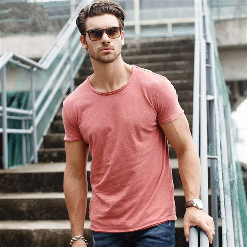 Men's Soft Cotton Casual Slim Fit Summer T-Shirt