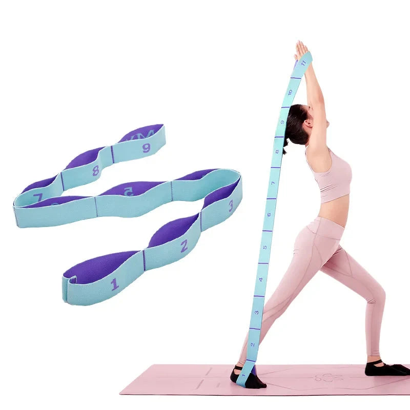 Elastic Yoga Stretching Strap with Loops for Pilates & Dance