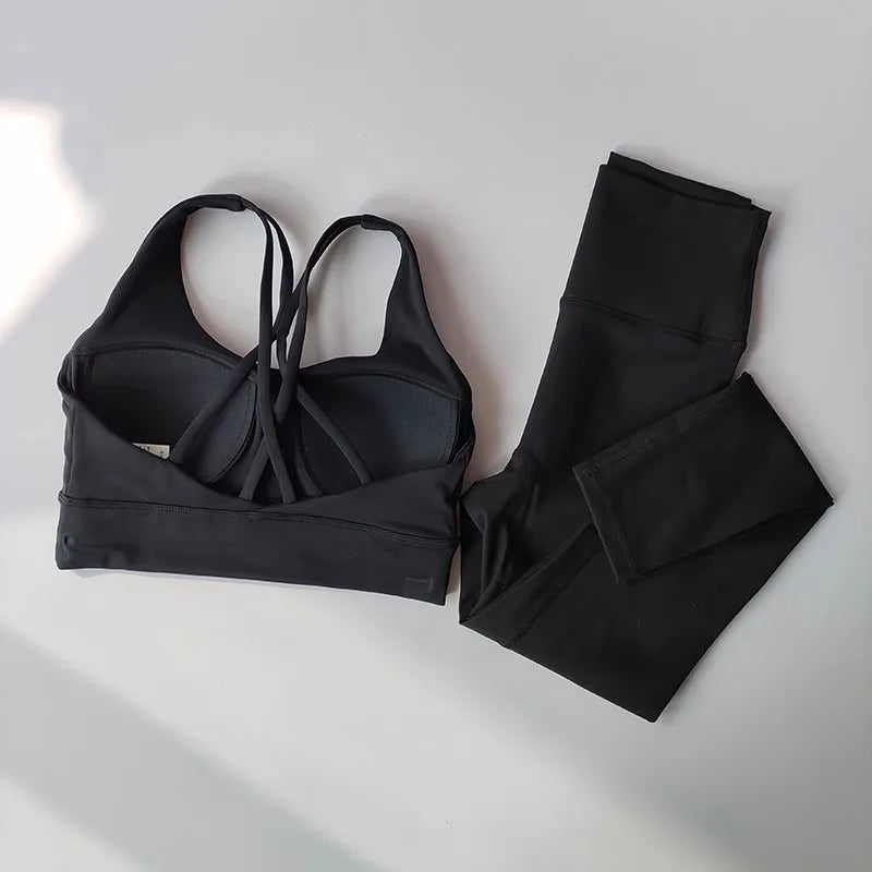 High Waisted Yoga Leggings & Crop Top