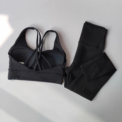 High Waisted Yoga Leggings & Crop Top