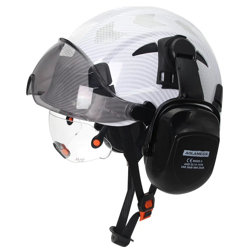 Total Head Protection: Safety Helmet with Visor and Earmuffs