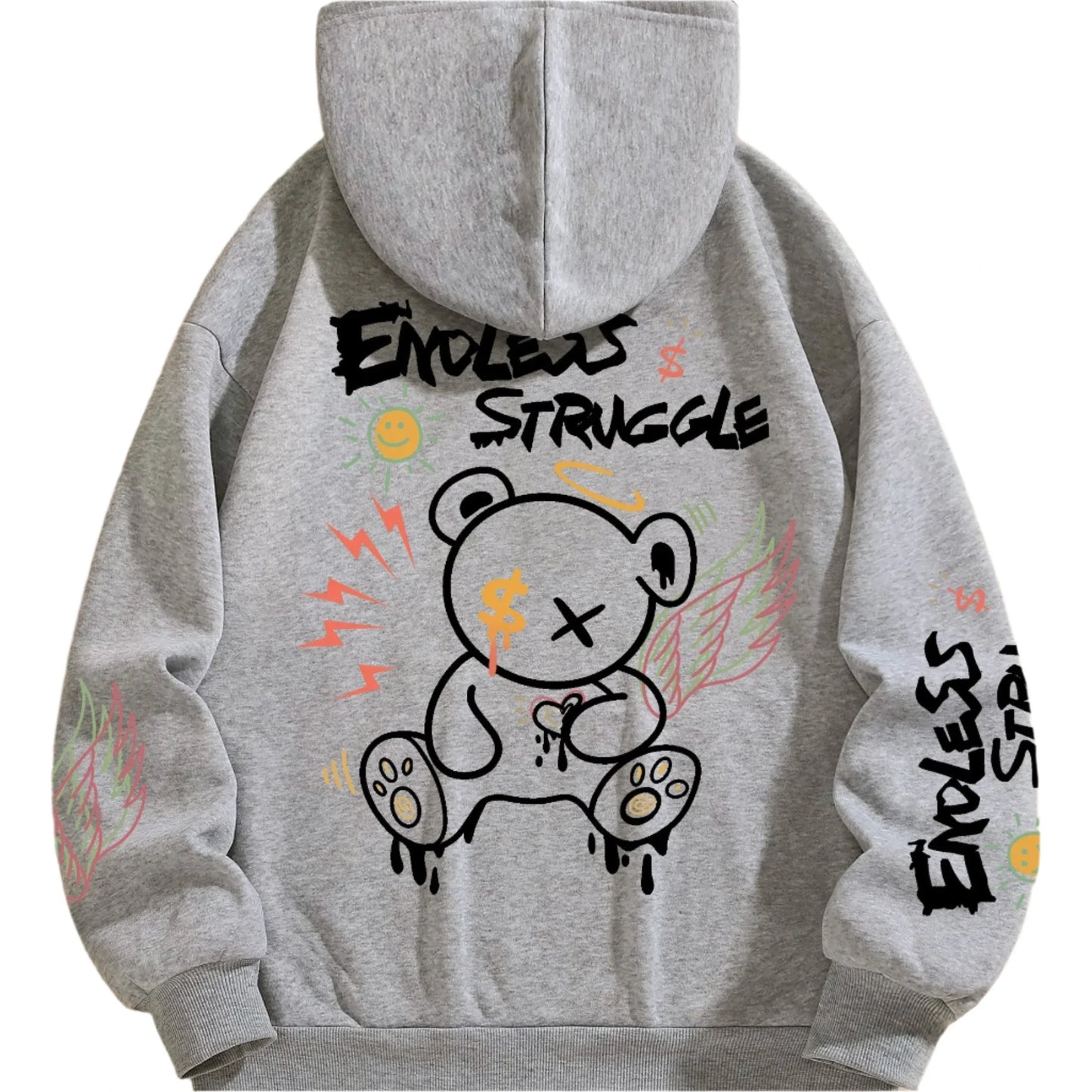 Cozy Couple Style  Personalized Bear Print Hoodie
