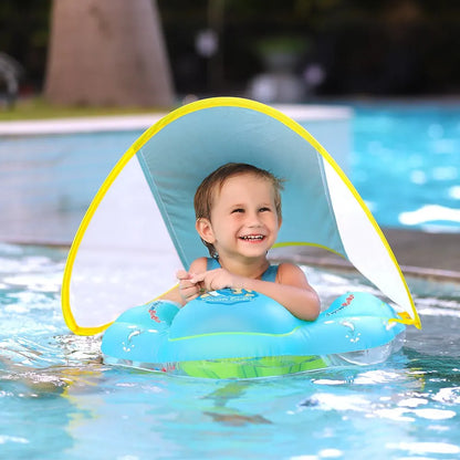 Happy Splashing Inflatable Infant Pool Ring with Shade