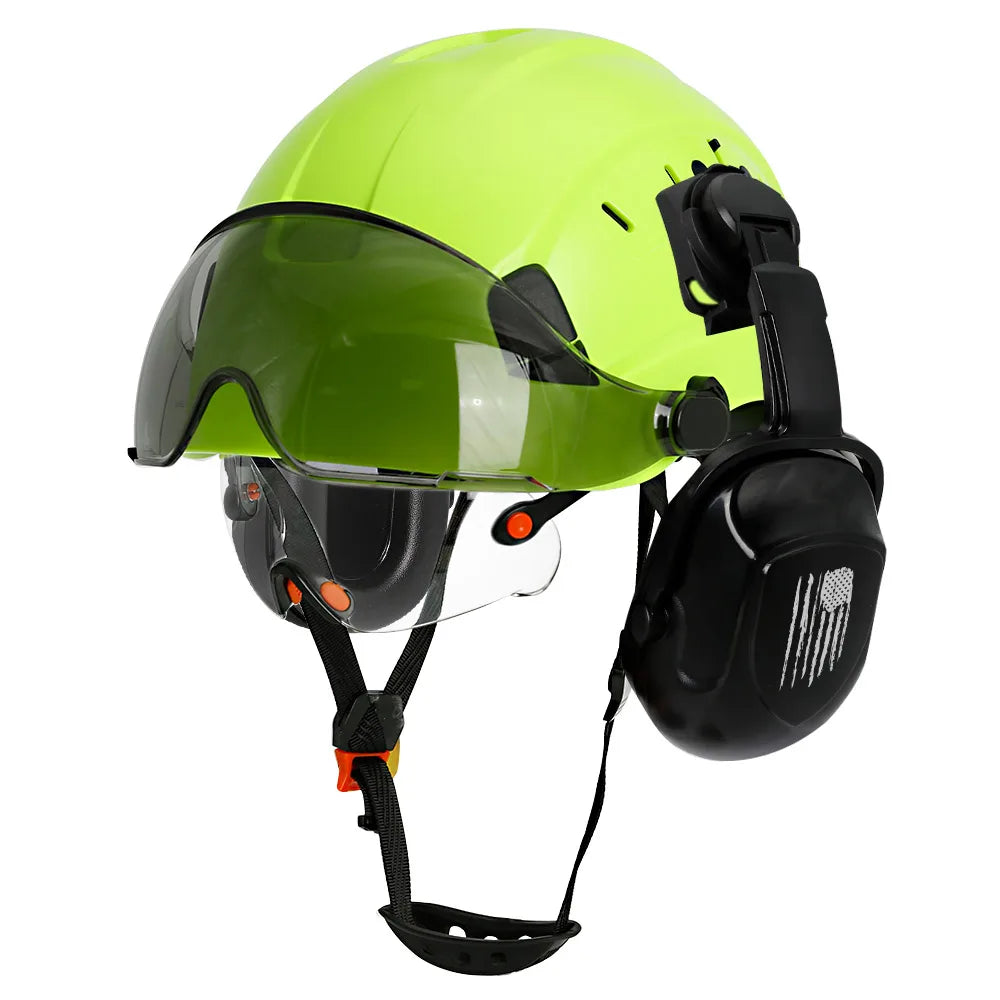Construction Safety Helmet: Integrated Visor & Earmuffs