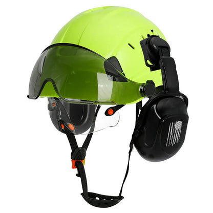 Construction Safety Helmet: Integrated Visor & Earmuffs