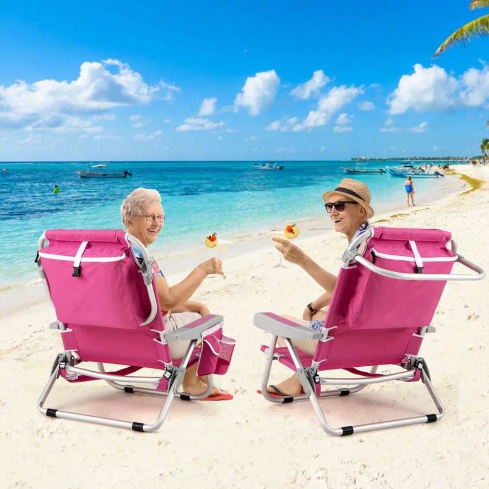Lightweight Folding Beach & Camping Chair with Storage & Strap