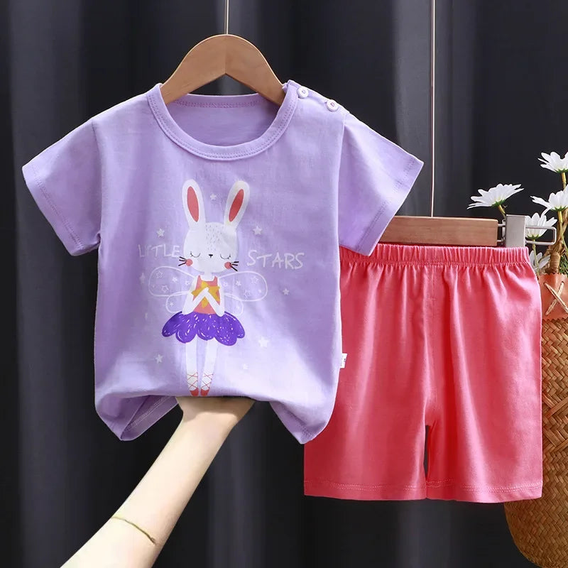 Kids 2-Piece Cotton Summer Set: Short Sleeve Tee & Shorts