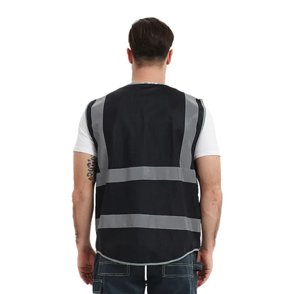 Heavy Duty Reflective Safety Vest with 9 Pockets and Zippers