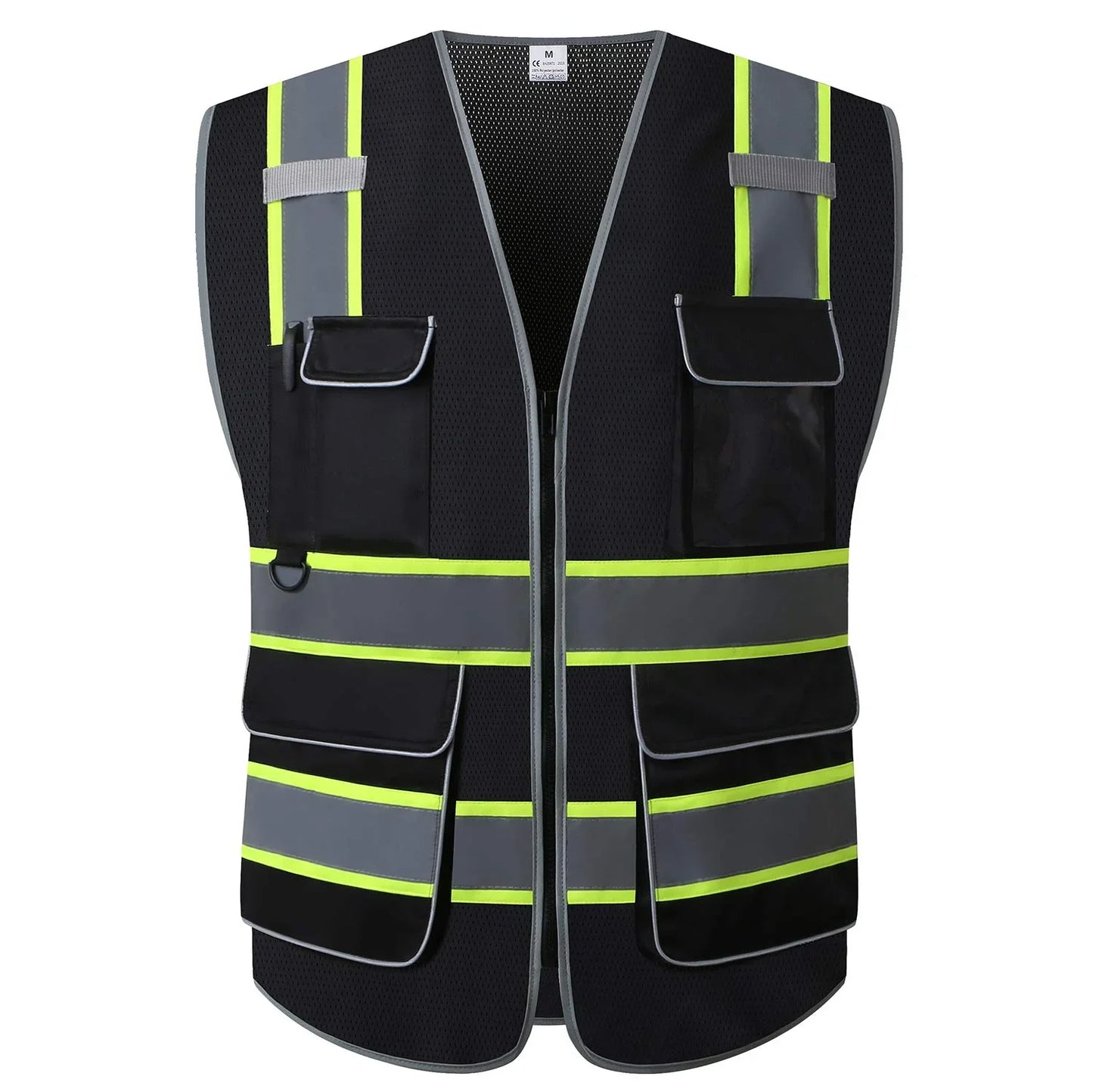 Breathable, Reflective Safety Vest with Zipper & Multiple Pockets