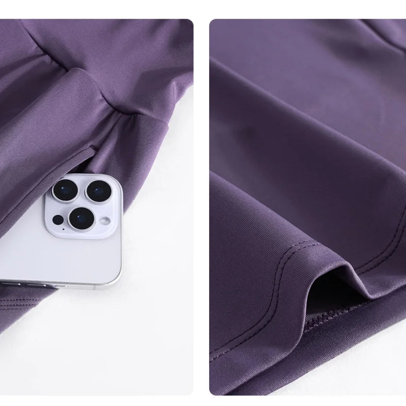 Women's High-Waist Quick-Dry Running Shorts with Pockets