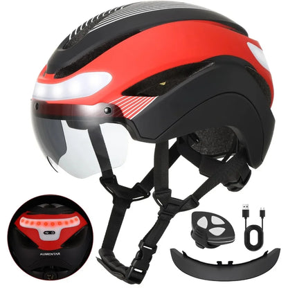 Ultralight Road Bike Helmet with Turn Signals & Magnetic Goggles