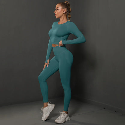 Seamless Yoga Set High Waisted Leggings Crop Top
