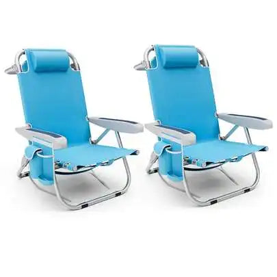 Lightweight Folding Beach & Camping Chair with Storage & Strap