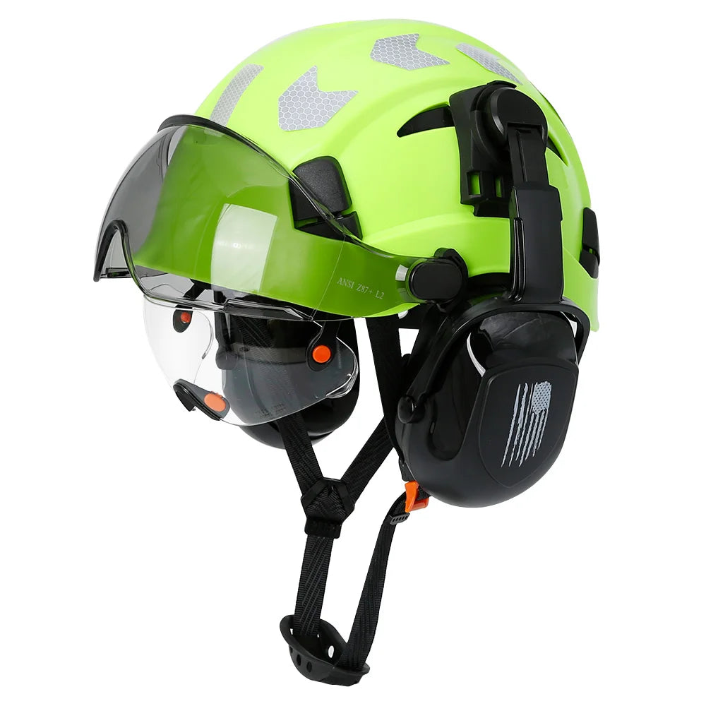 Construction Safety Helmet: Integrated Visor & Earmuffs