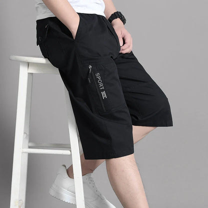 Men's Cotton Cargo Shorts Elastic Waist Summer Joggers
