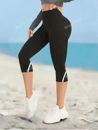 Mesh High Waisted Yoga Capris Tummy Control Workout Leggings