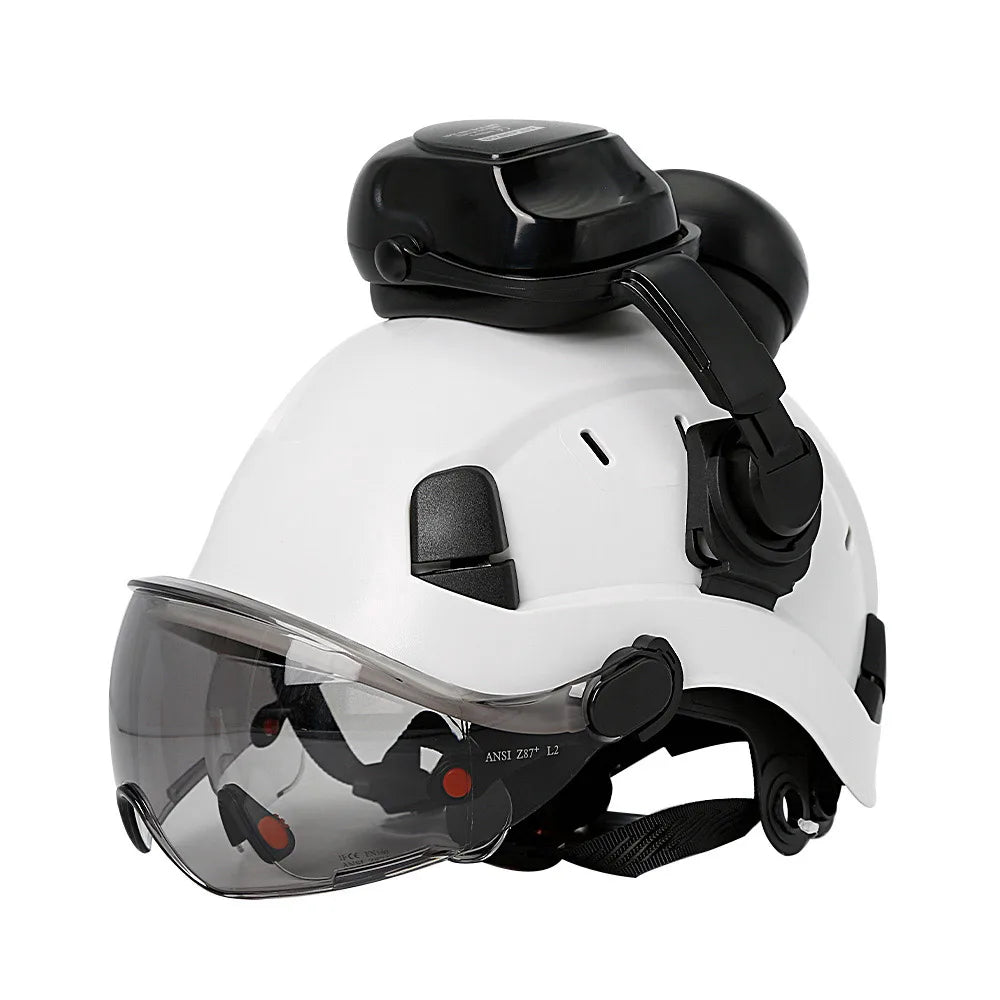 Construction Safety Helmet: Integrated Visor & Earmuffs