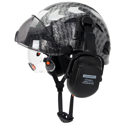 Construction Safety Helmet: Integrated Visor & Earmuffs