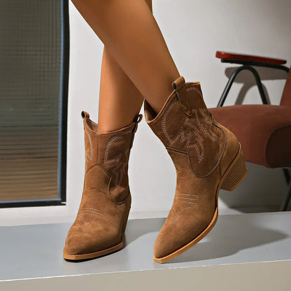 Unique Style: Embroidered Pointed Toe Boots