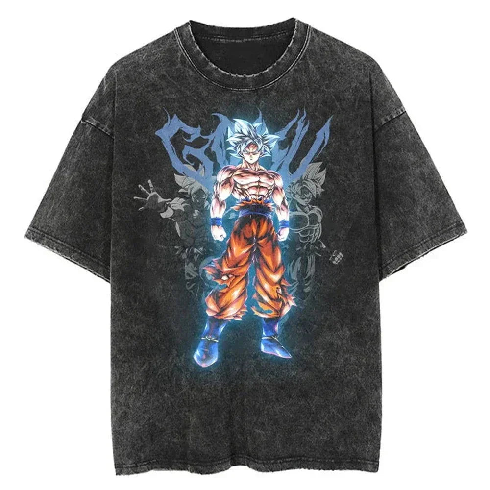 Men's DBZ Vegeta Vintage Wash Oversized Fitness T-Shirt