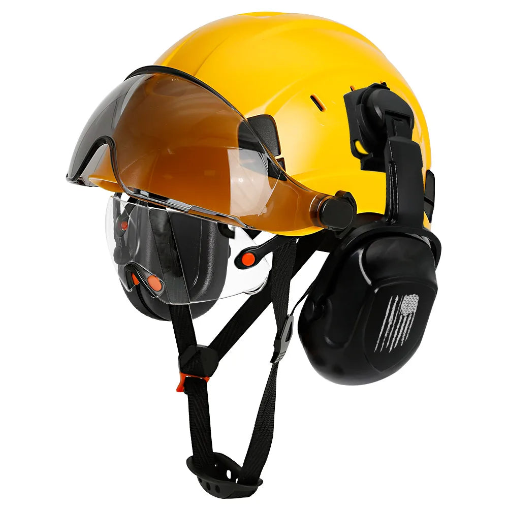 Construction Safety Helmet: Integrated Visor & Earmuffs