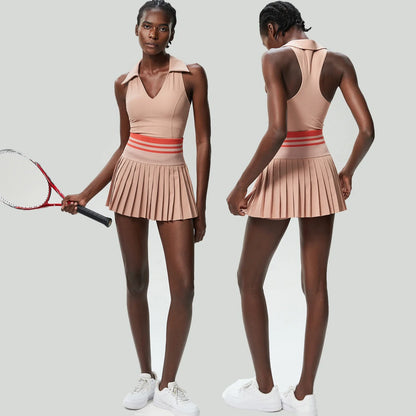 Women's Summer Two Piece Set  High Waisted Mini Skirt & Backless Sports Bra