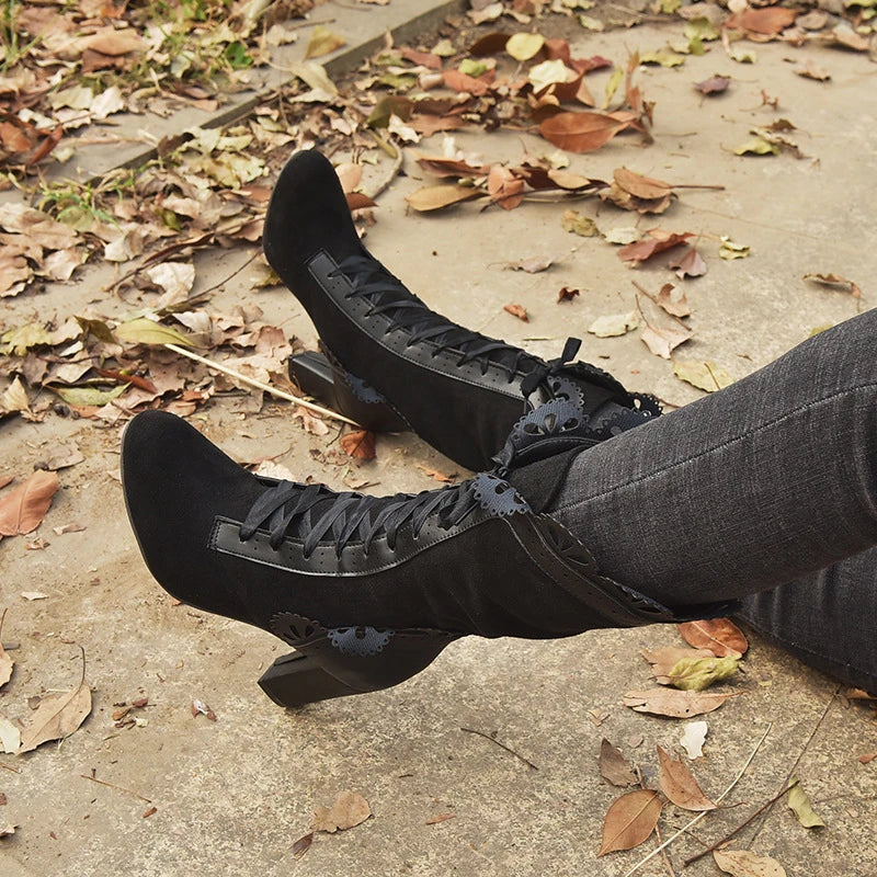Women's Lace-Up High Heel Boots
