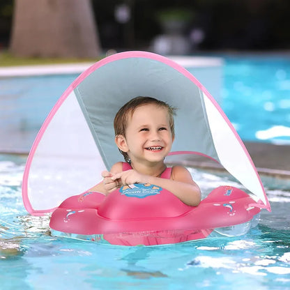 Sun Protection and Fun Inflatable Baby Swim Ring with Canopy