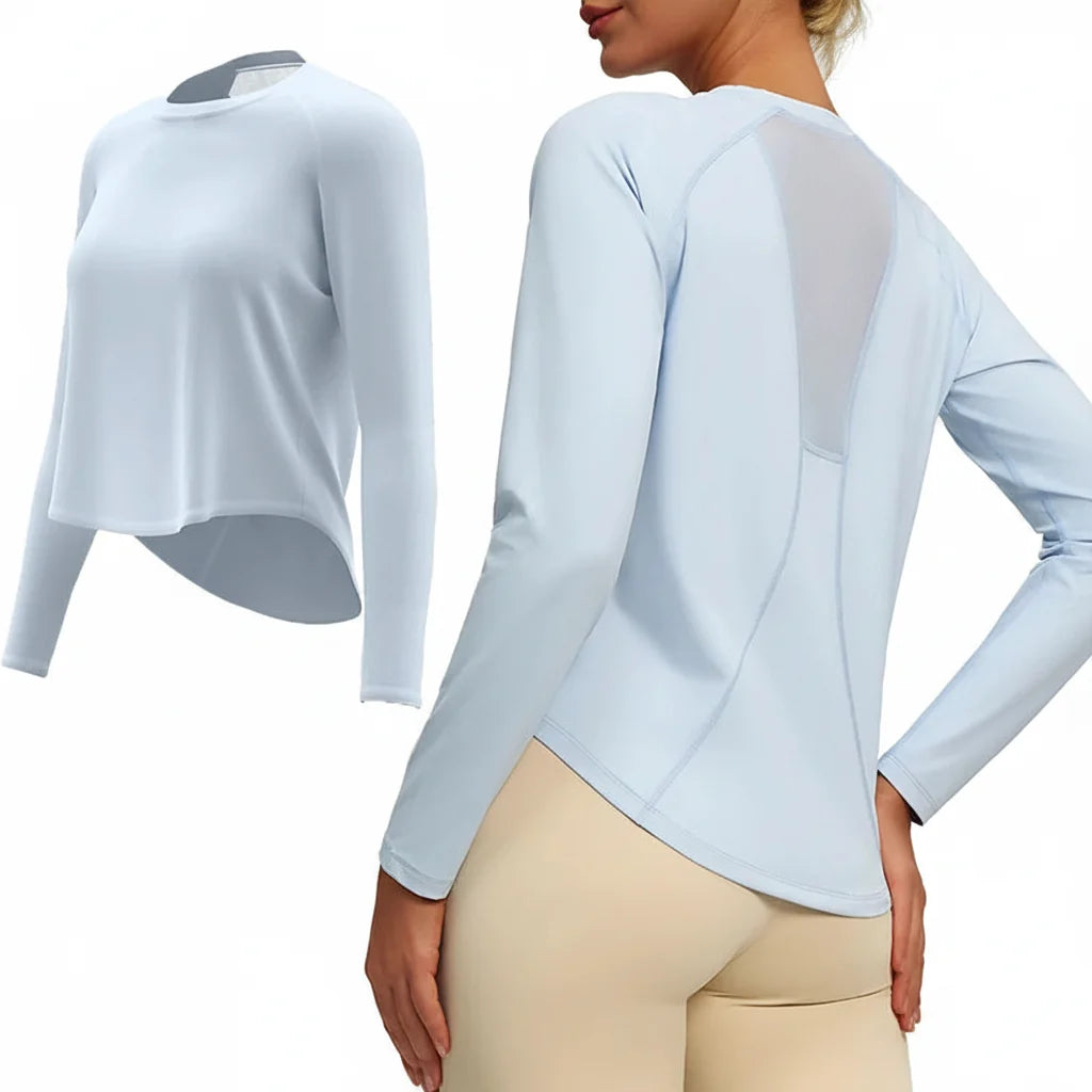 Mesh Yoga Long Sleeve Breathable Summer Sports Tee