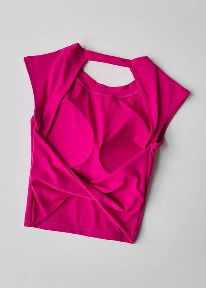 Slim Backless Yoga T-Shirt Vest with Built-In Pads