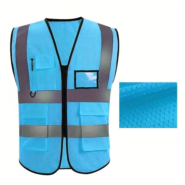 Reflective Safety Vest with Multiple Pockets